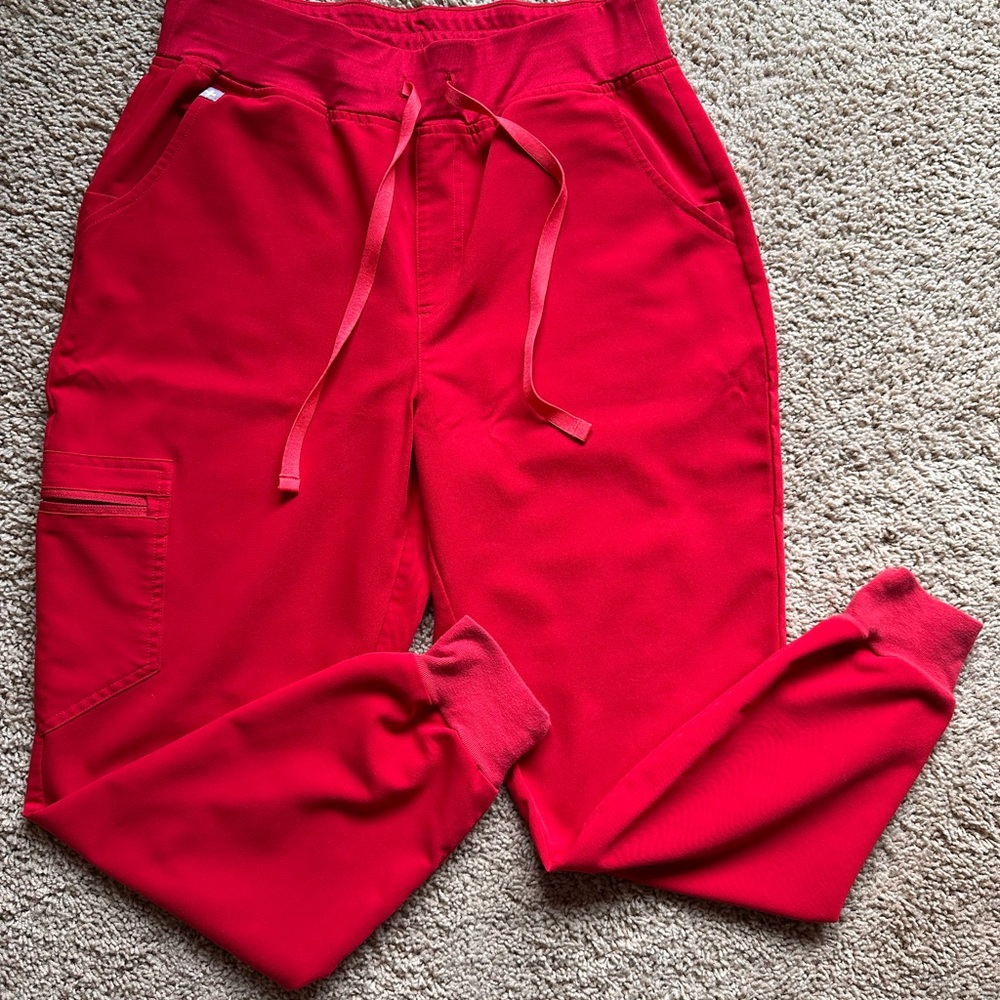 Figs Women’s Scrub set. Color: Winning Red.